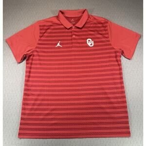 Nike Jordan OU Polo Shirt Mens XL Red Striped Dri-Fit Oklahoma Sooners